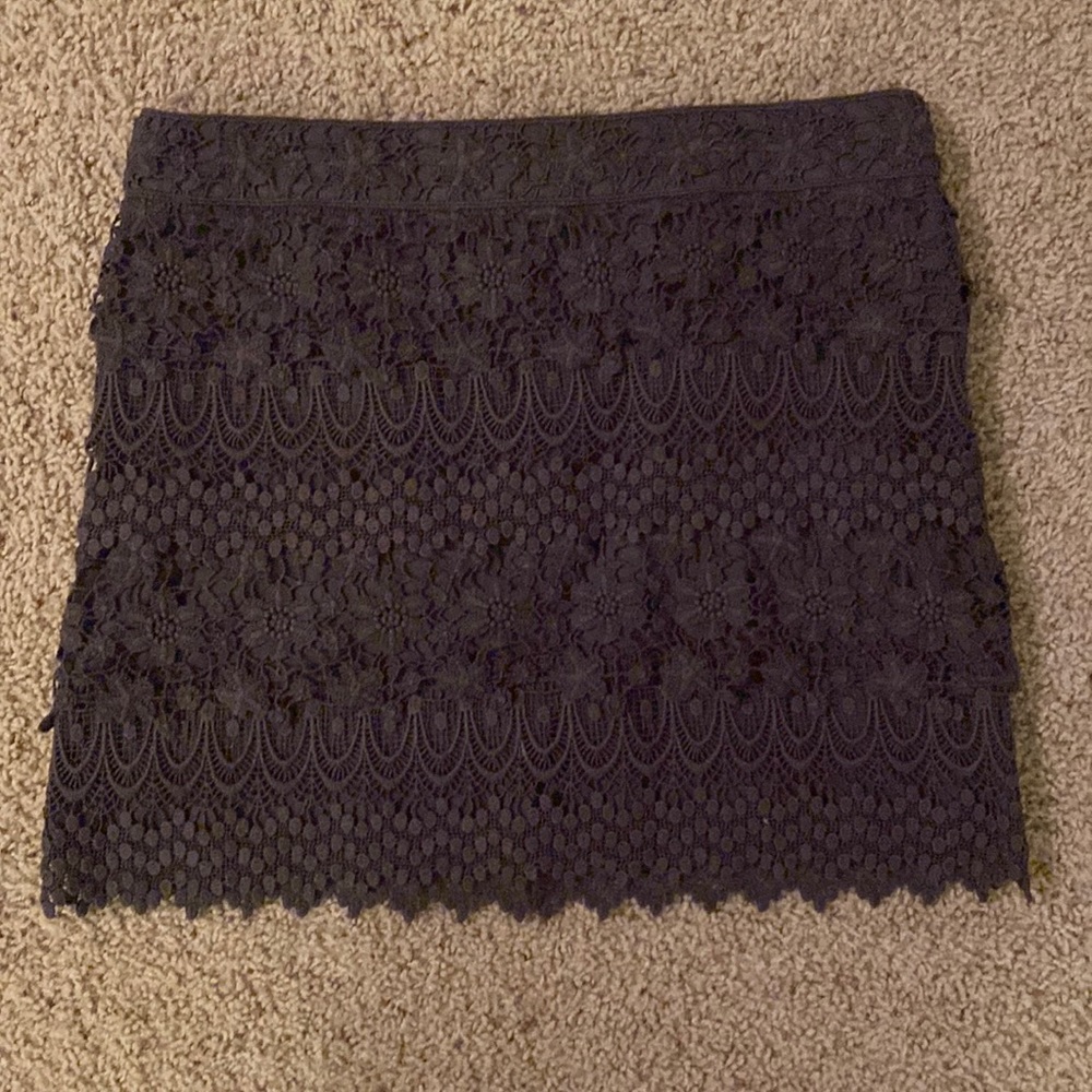 Gray lace mini skirt